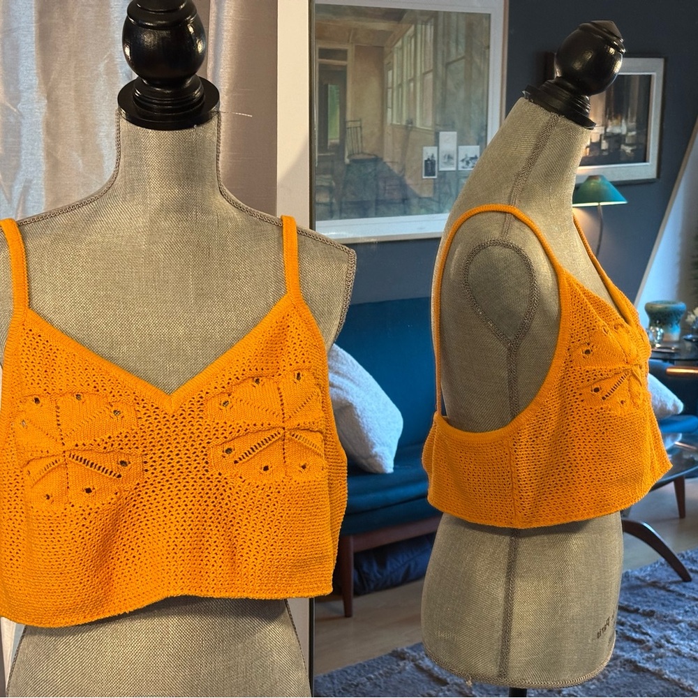 Golden Crop top crochet style XXL H&M